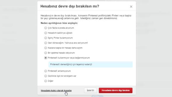 Pinterest Hesabı Nasıl Silinir 1