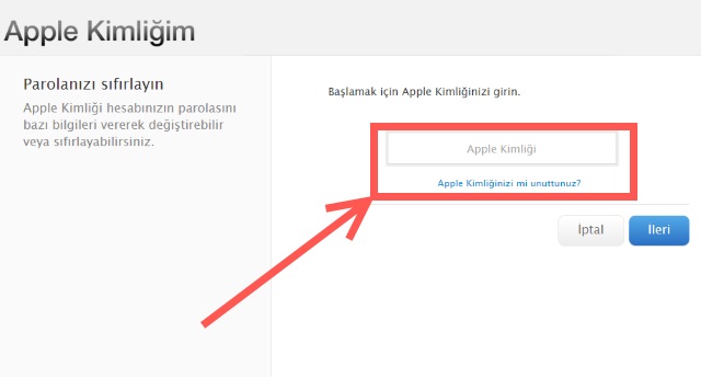 icolud şifresinin yenisi nasıl alınır